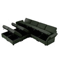 Modular Convertible U Shaped Sectional Sofa Couch With Storage Ottoman Corner Couch For Living Room, Adjustable Arms And Backs Green Green Polyester 4 Seat