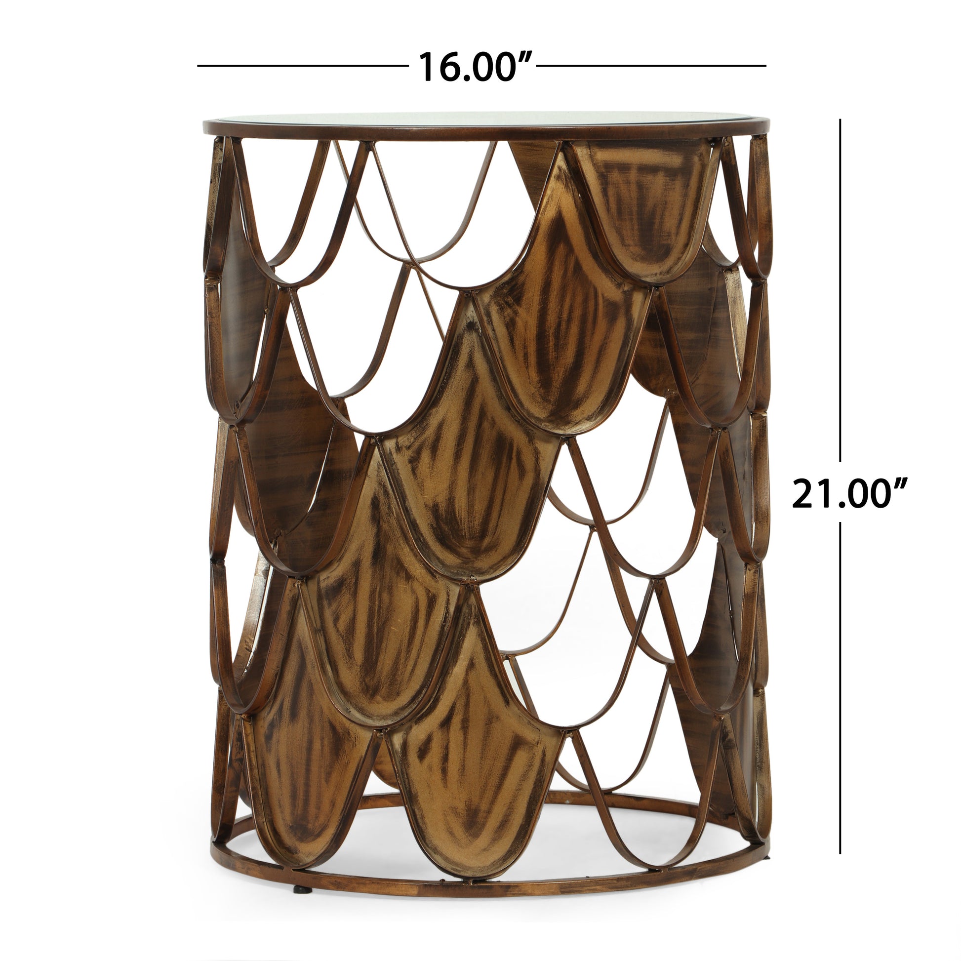 Pino Side Table Brown Glass Metal