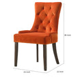 Esme 24 Inch Solid Wood Dining Chair, Velvet, Tufted, Set Of 2, Orange Orange Solid Wood