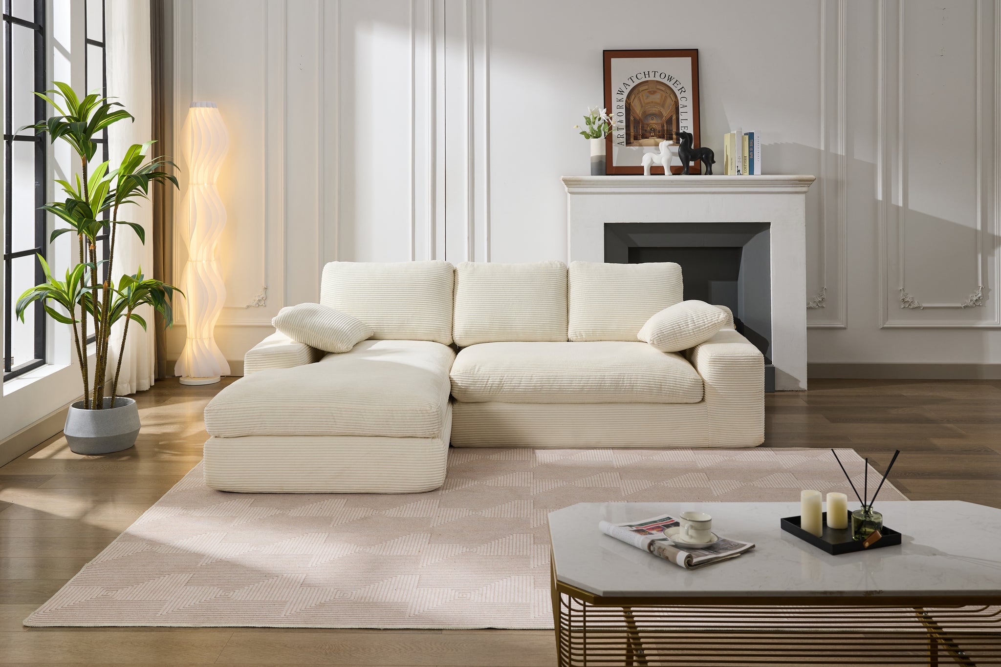 99*69" Modular Sectional Living Room Sofa Set, Modern Minimalist Style Couch, Upholstered Sleeper Sofa For Living Room, Bedroom, 2 Pc Free Combination, Installation Free Sofa, L Shape, White White Primary Living Space Soft Minimalist,Modern Foam Spring 4