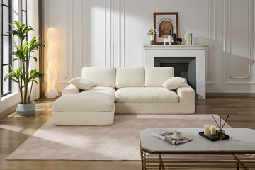 99*69" Modular Sectional Living Room Sofa Set, Modern Minimalist Style Couch, Upholstered Sleeper Sofa For Living Room, Bedroom, 2 Pc Free Combination, Installation Free Sofa, L Shape, White White Primary Living Space Soft Minimalist,Modern Foam Spring 4