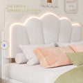 2 Pieces Bedroom Sets Twin Size Flower Shaped Upholstered Led Platform Bed With Storage Ottoman Sherpa Fabric, White Twin White 2 Piece Set Wood