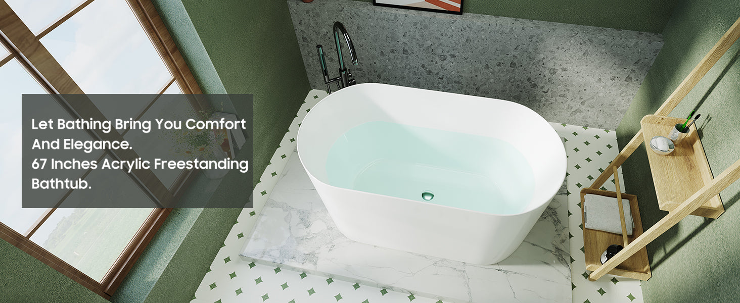55" Acrylic Freestanding Bathtub, Small Soaking Tub, Glossy White, Toe Tap Chrome Drain, Cupc Certified Gloss White Oval Bathroom Freestanding Tubs Polished Less Than 59 In Contemporary Soaking
