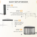 Outsunny 10' X 10' Pop Up Canopy Tent With Netting, Instant Sun Shelter, Tents For Parties, Height Adjustable, With Wheeled Carry Bag And 4 Sand Bags For Outdoor, Garden, Patio, Gray Gray Steel