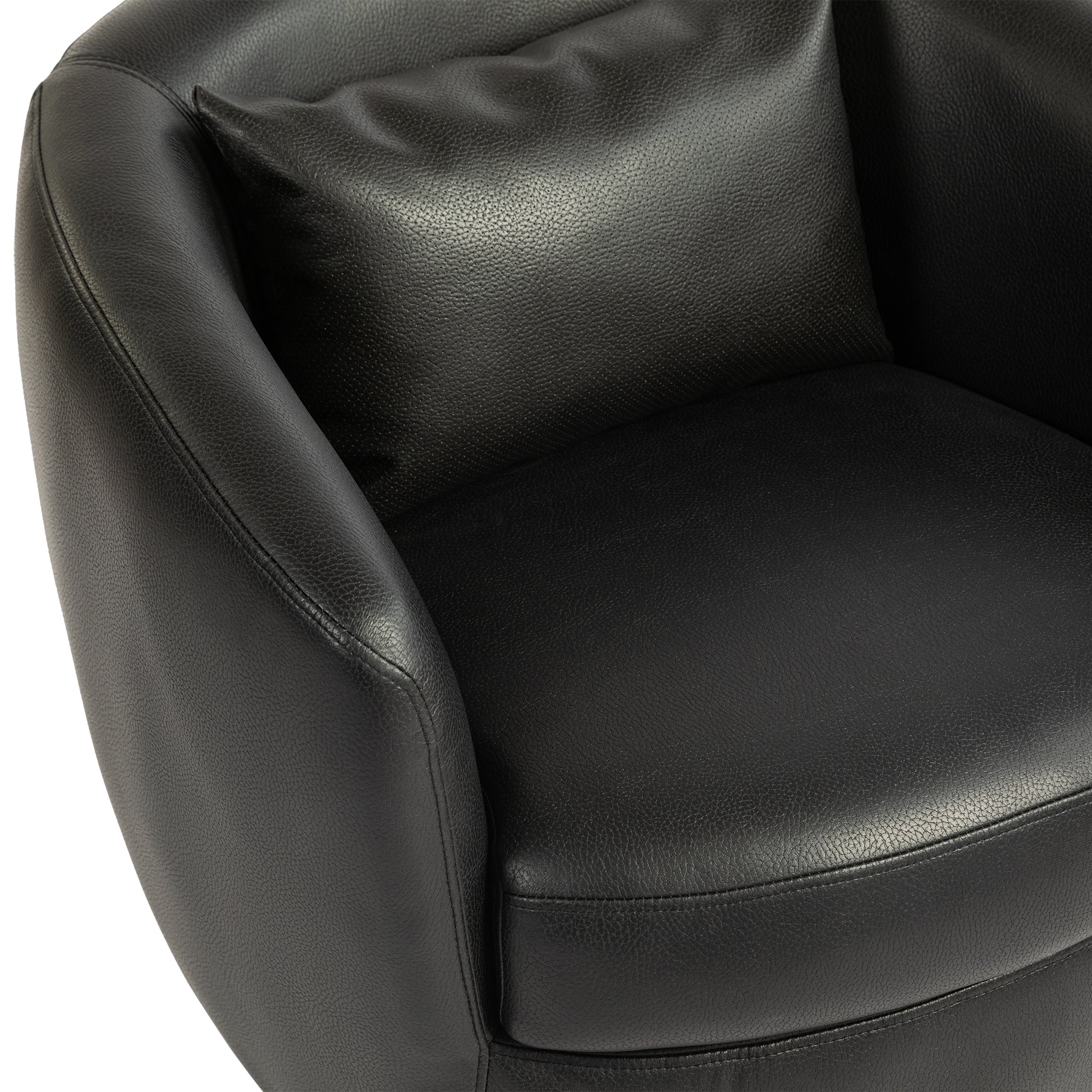 Upholstered Swivel Barrel Armchair With Storage Modern Living Room Side Chair For Bedroom Office Reading Spaces Pu Black Black Foam Upholstered