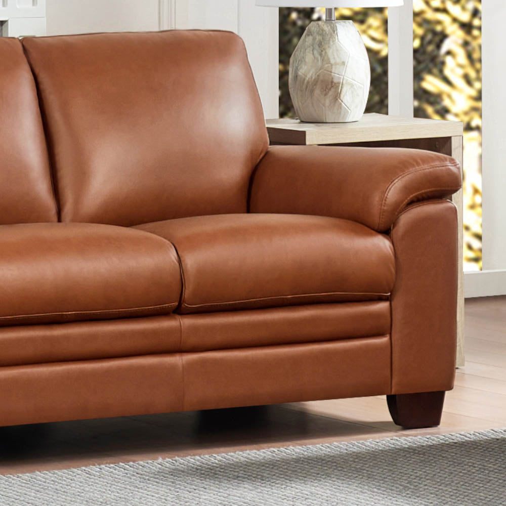Magnum Leather Loveseat Brown Memory Foam Genuine Leather