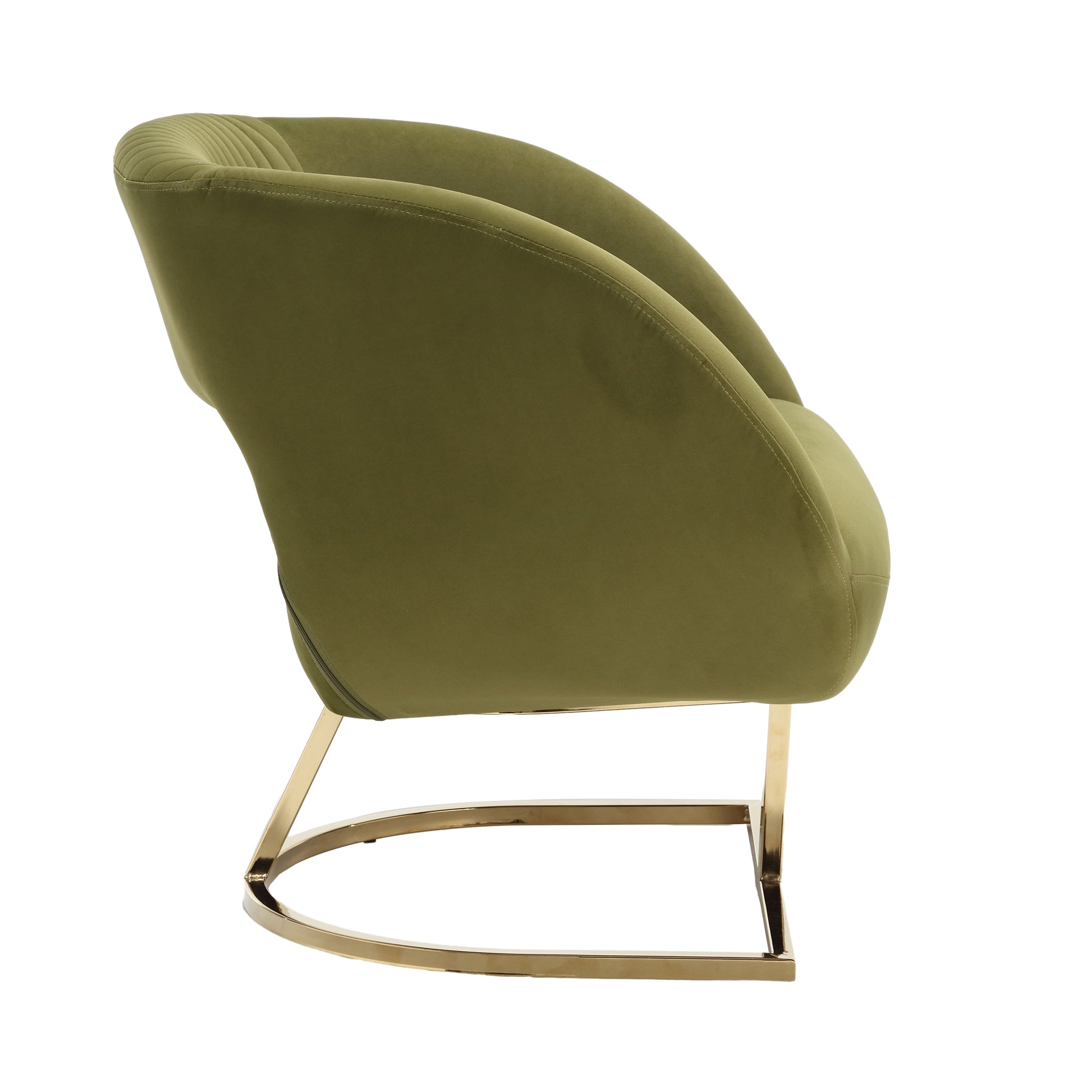 Coolmore Upholstered Tufted Living Room Chair Textured Linen Fabric Accent Chair With Metal Stand Olive Velvet