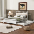 Queen Size Wooden Storage Platform Bed, With 2 Big Drawers, T Size Trundle, White Queen White Plywood