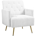 Homcom Modern Sherpa Accent Chair With Tufted Pattern And Steel Legs, White White Polyester
