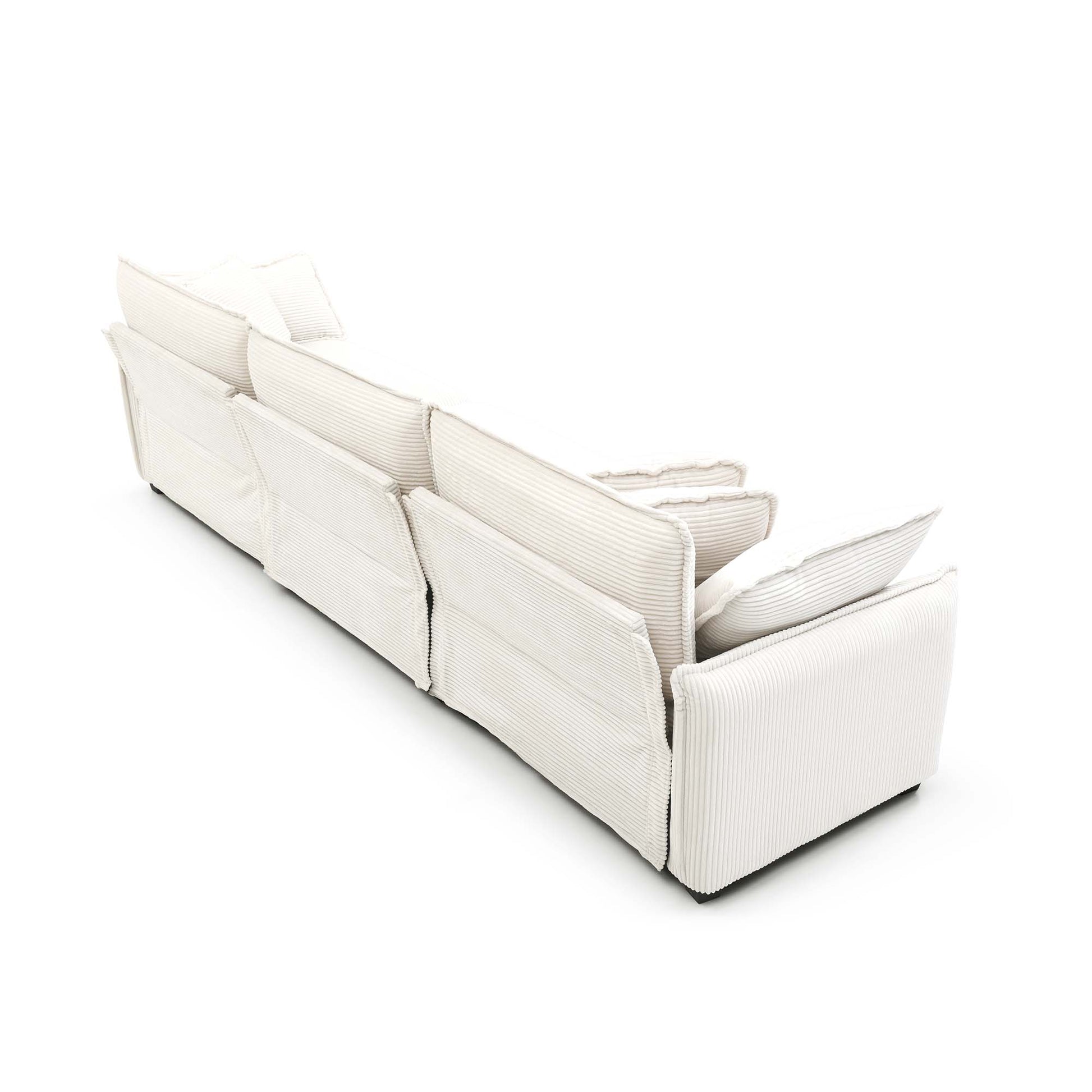 3 Piece Comfortable Oversized Sectional Sofa, One Single Sofa And One 2 Seater Sofa And One 3 Seater Sofabeige Corduroy Deep Seat Sofa Beige Corduroy 6 Seat