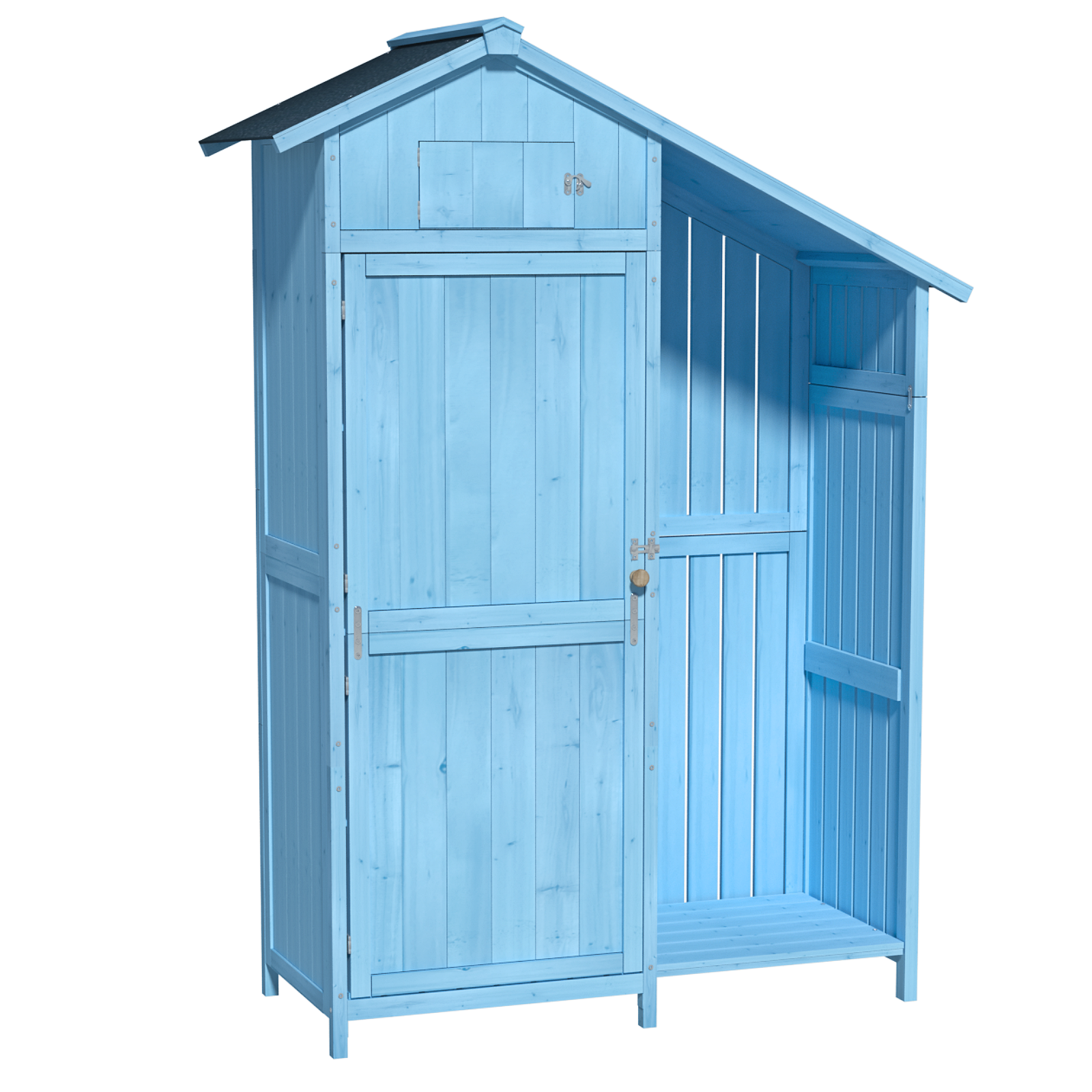 Outdoor 46.45 "X21.25"X70"H Wood Storage Shed, Garden Tool Cabinet With Waterproof Asphalt Roof, Multiple Tier Shelves, Tiffany Blue Tiffany Blue Metal & Wood