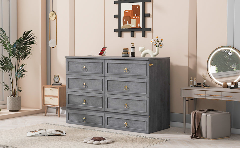 Queen Murphy Bed With Large Drawers,Gray Queen Gray Plywood