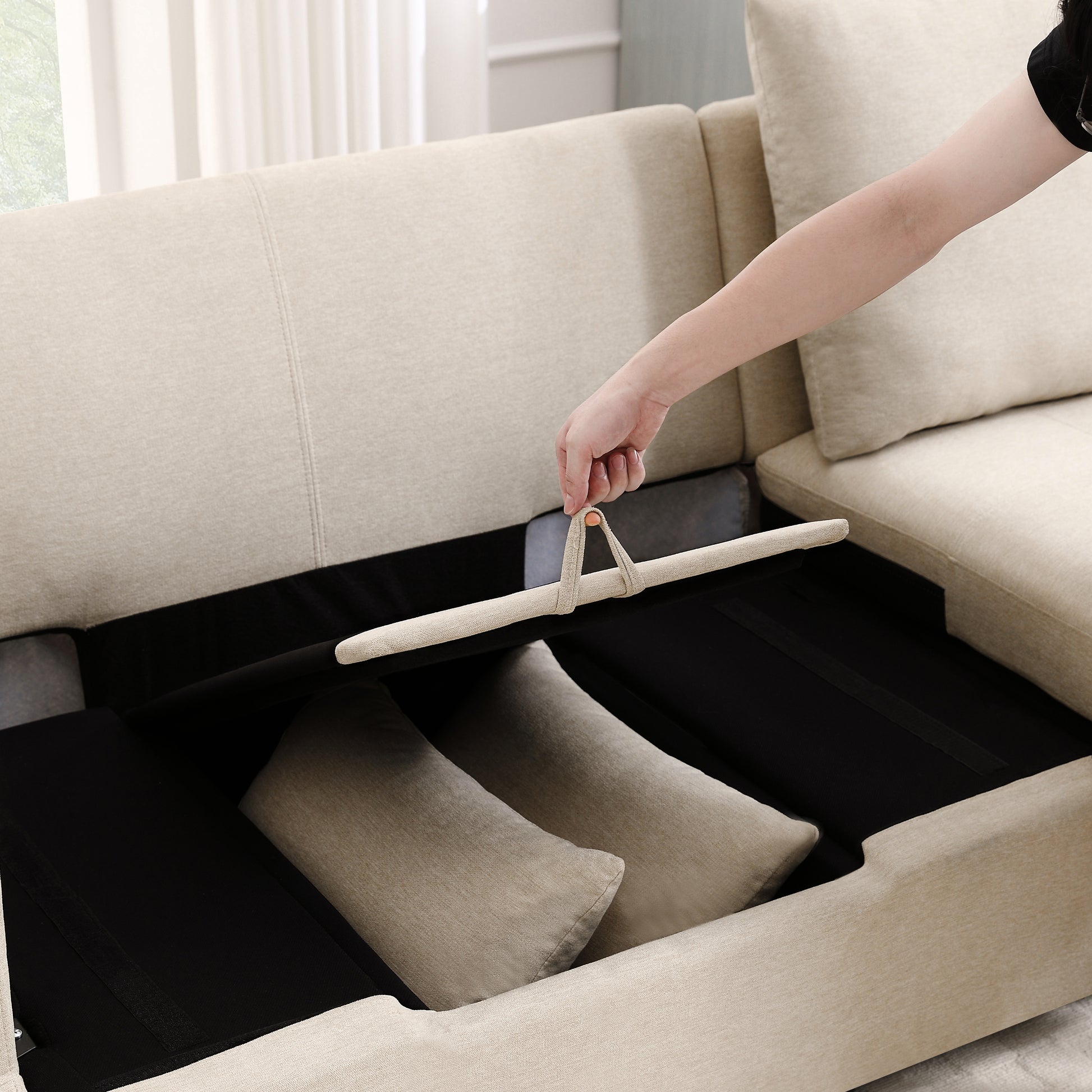 Modern L Shape Modular Sofa, 5 Seat Chenile Sectional Couch Set With 2 Pilows Lncluded, Freely Combinableindoor Funiture For Living Room,Apartment, Office, 3 Colors Beige Chenille Metal Primary Living Space Medium Soft Loose Back Modern Poplar Foam