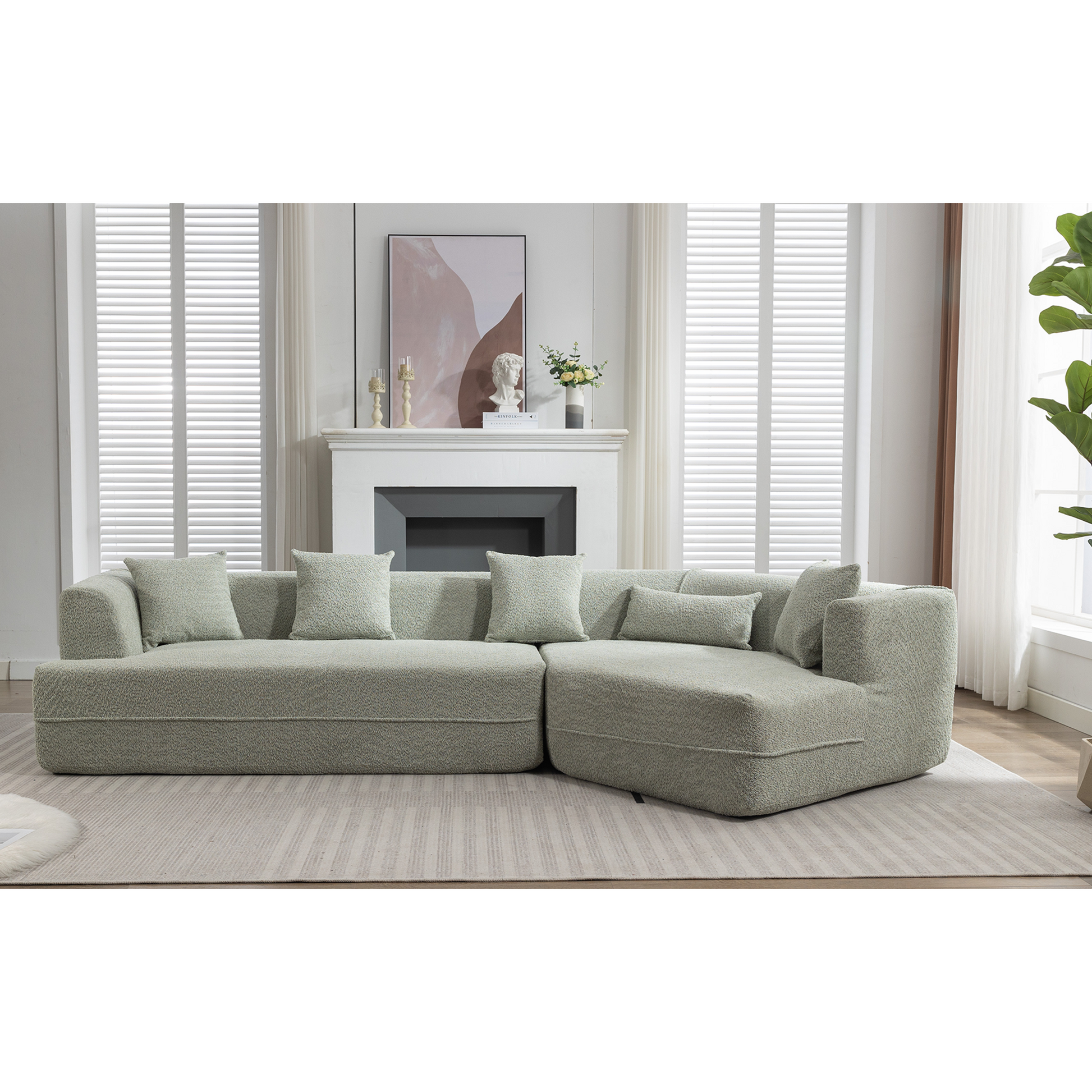And Upgraded Extended Edition Modular Sofamodern Minimalist Style Sofa, Upholsteredfree Combination, Round Fiber Fabric, Anti Wrinkle Fabric,Dimension Extension,Green Green Polyester Primary Living Space Medium Soft Tight Back Modern Flared Arms Fiber