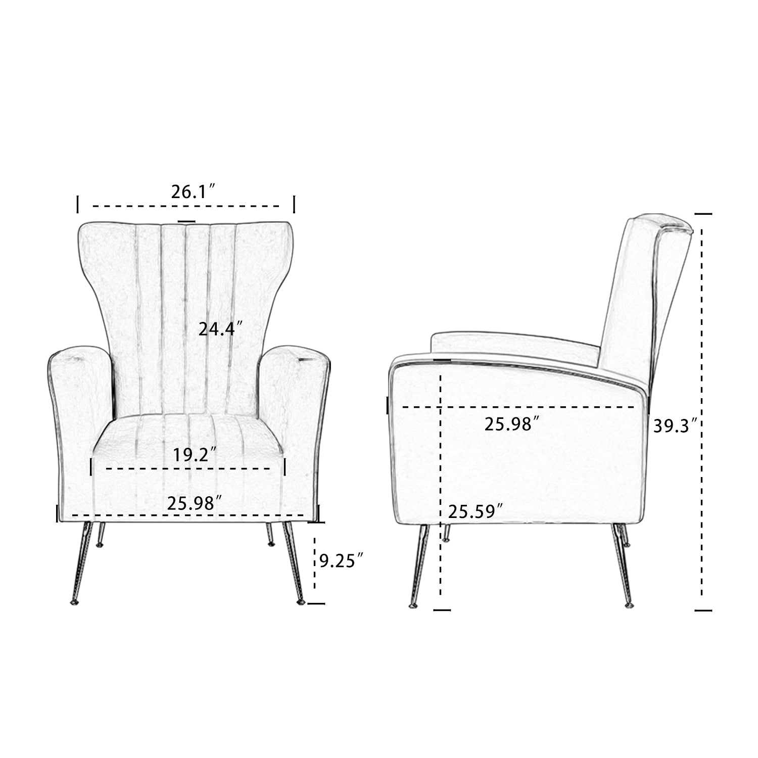 Velvet Accent Chair, Wingback Arm Chair With Gold Legs, Upholstered Single Sofa For Living Room Bedroom Rose Red Velvet 1 Seat