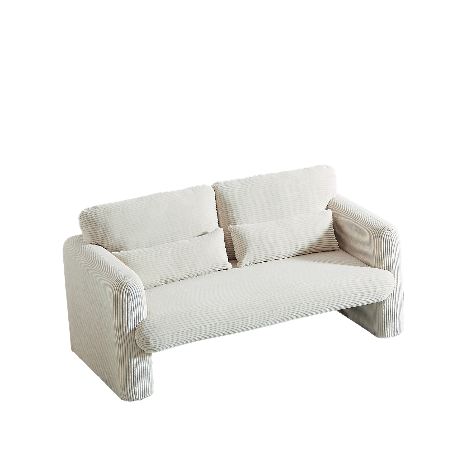 60"Corduroy Fabric Sofa With 33" Single Sofa, Modern Sofa With Support Pillow, For Apartment, Office, Living Room & Bedroom Beige Corduroy 2 Seat