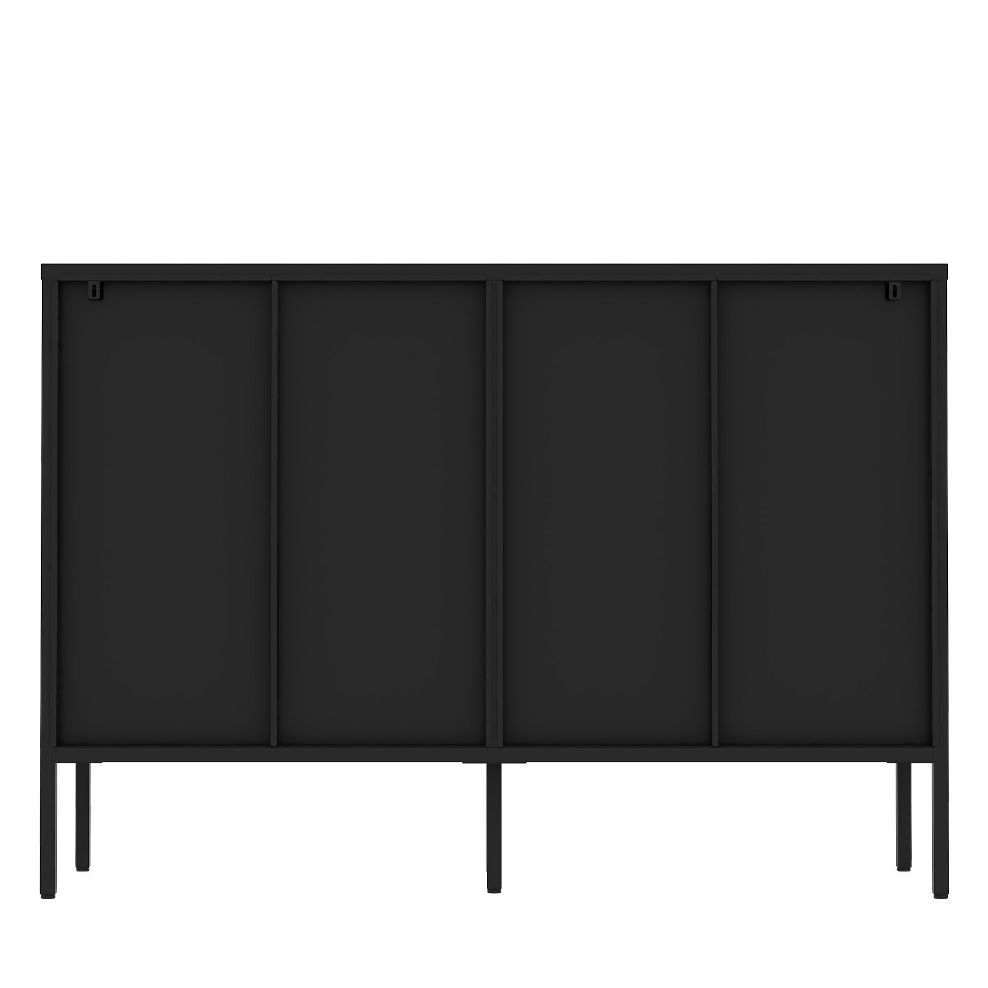 Metal Sideboard Cabinet With 4 Glass Door, Steel Locker Sideboard Buffet Cabinet, Sideboard Buffet Cabinet With 4 Doors, Kitchen Storage Cabinet, Coffee Bar Cabinet For Kitchen, Living Room, Black