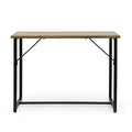 Console Table Brown Wood Stainless Steel