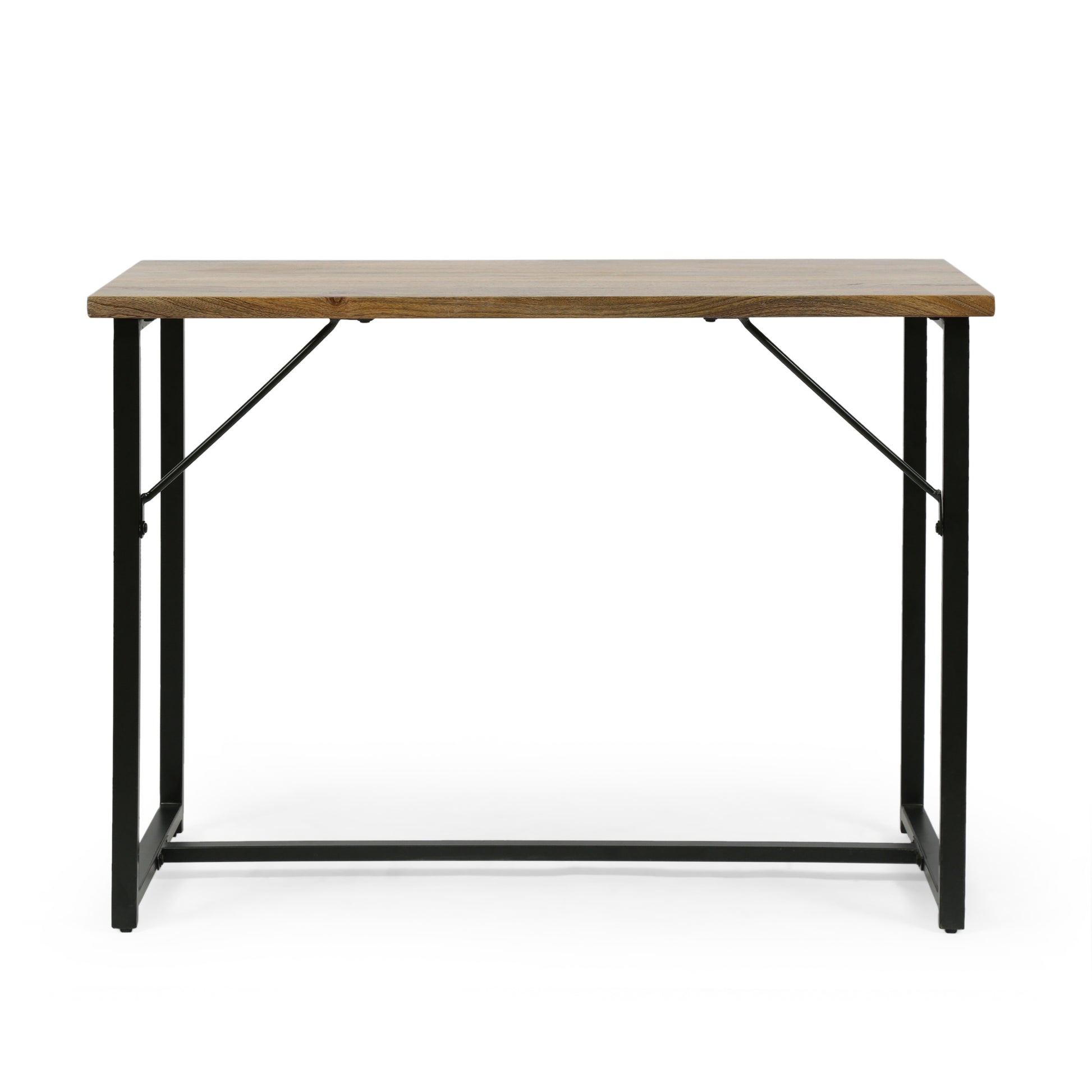 Console Table Brown Wood Stainless Steel