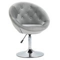 Homcom Modern Makeup Vanity Chair Round Tufted Swivel Accent Chair With Chrome Frame Height Adjustable For Living Room, Bedroom Gray Gray Polyester