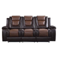 Modern Luxury Living Room Sofa Set 3Pc Reclining Sofa Loveseat Glider Reclining Chair Formal Furniture Premium Faux Leather Upholstery Comfortable Two Tone Brown Finish Dark Brown,Light Brown Faux Leather Wood Primary Living Space Luxury,Modern
