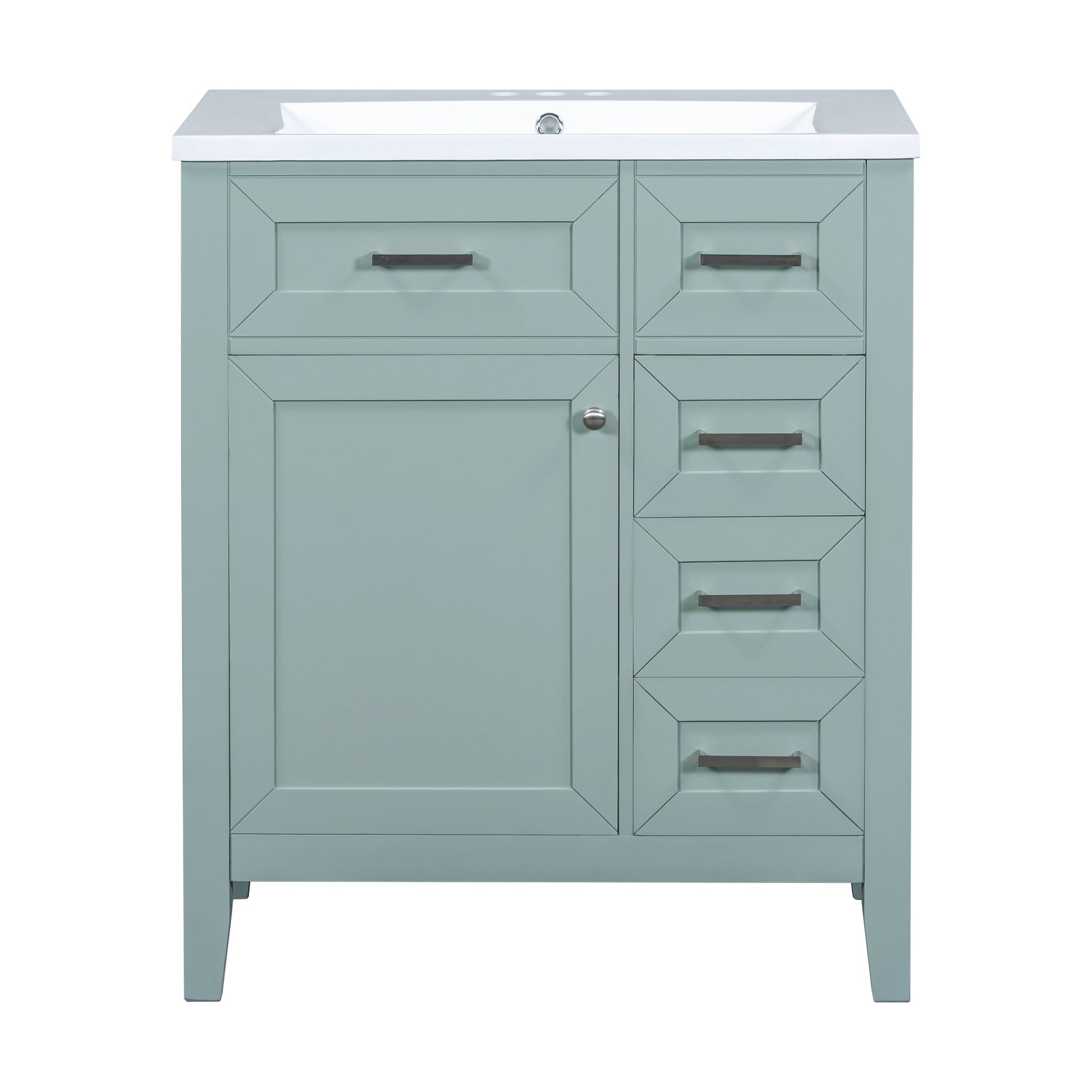 30" Bathroom Vanity With Sink Combo, Green Bathroom Cabinet With Drawers, Solid Frame And Mdf Board Old Sku:N725S999222F Green Solid Wood Mdf