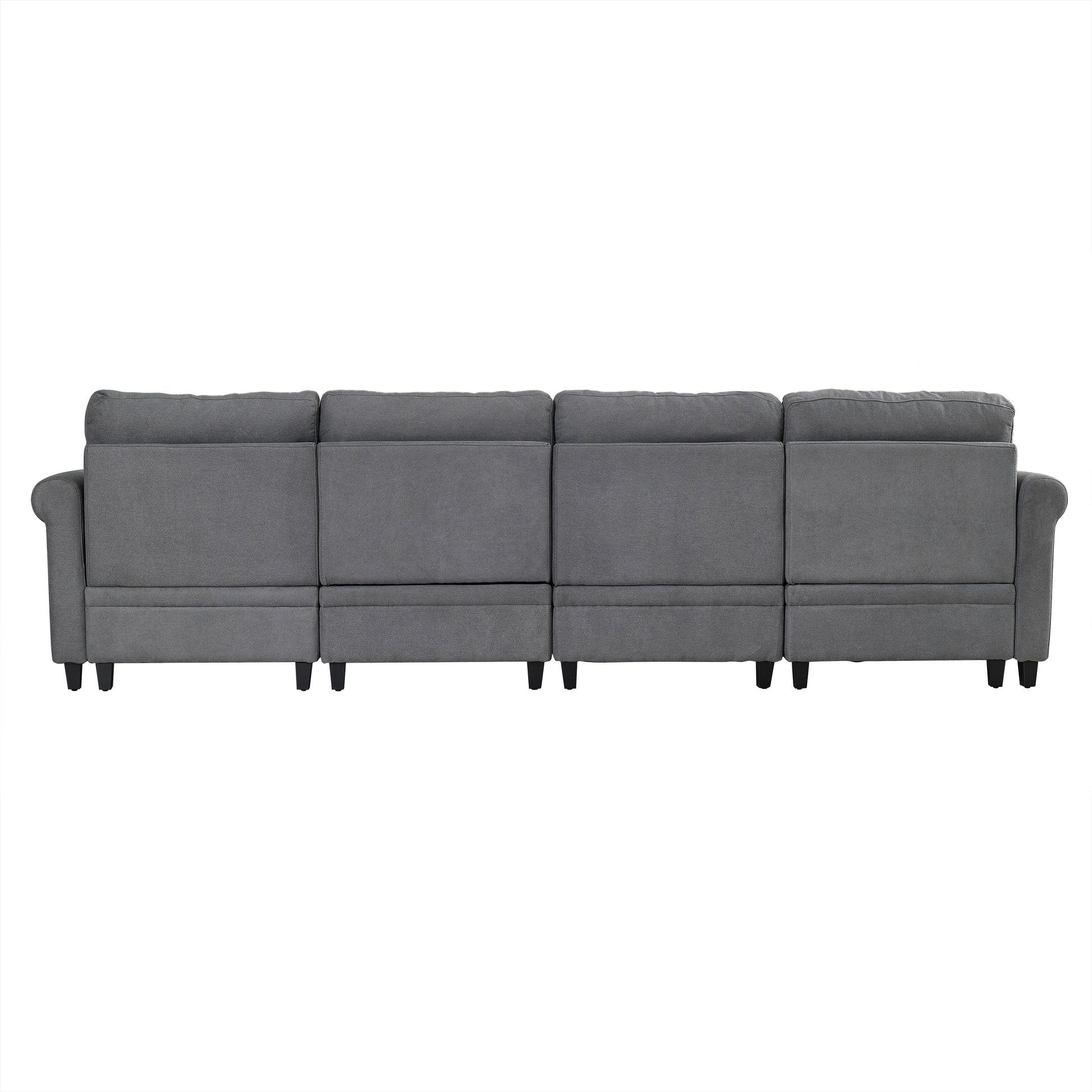 U Shaped Sectional Couch Convertible Sectional Couch With Double Chaise 6 Seat Sectional Sofa For Living Room Grey Fabric 6 Seat