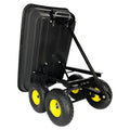 Folding Car Poly Garden Dump Truck With Steel Frame, 10 Inches. Pneumatic Tire, 300 Lb Capacity Body 75L Black Garden & Outdoor Iron Plastic