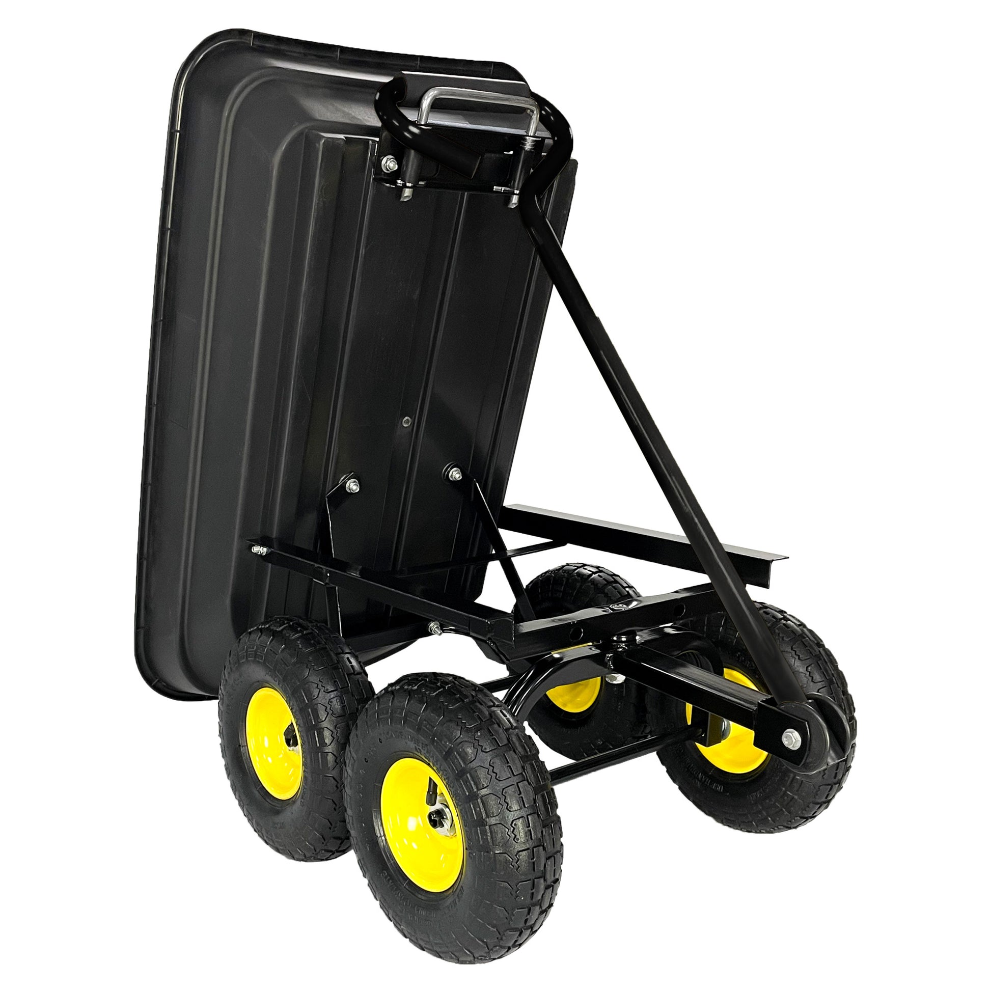 Folding Car Poly Garden Dump Truck With Steel Frame, 10 Inches. Pneumatic Tire, 300 Lb Capacity Body 75L Black Garden & Outdoor Iron Plastic