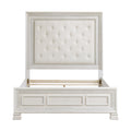 Classic Luxury Pearl White Finish Queen Bed Button Tufted Upholstered Headboard Bedroom Furniture 1Pc, Dart Molding Design Panels Box Spring Required Queen White Wood Bedroom Bed Frame Polyester