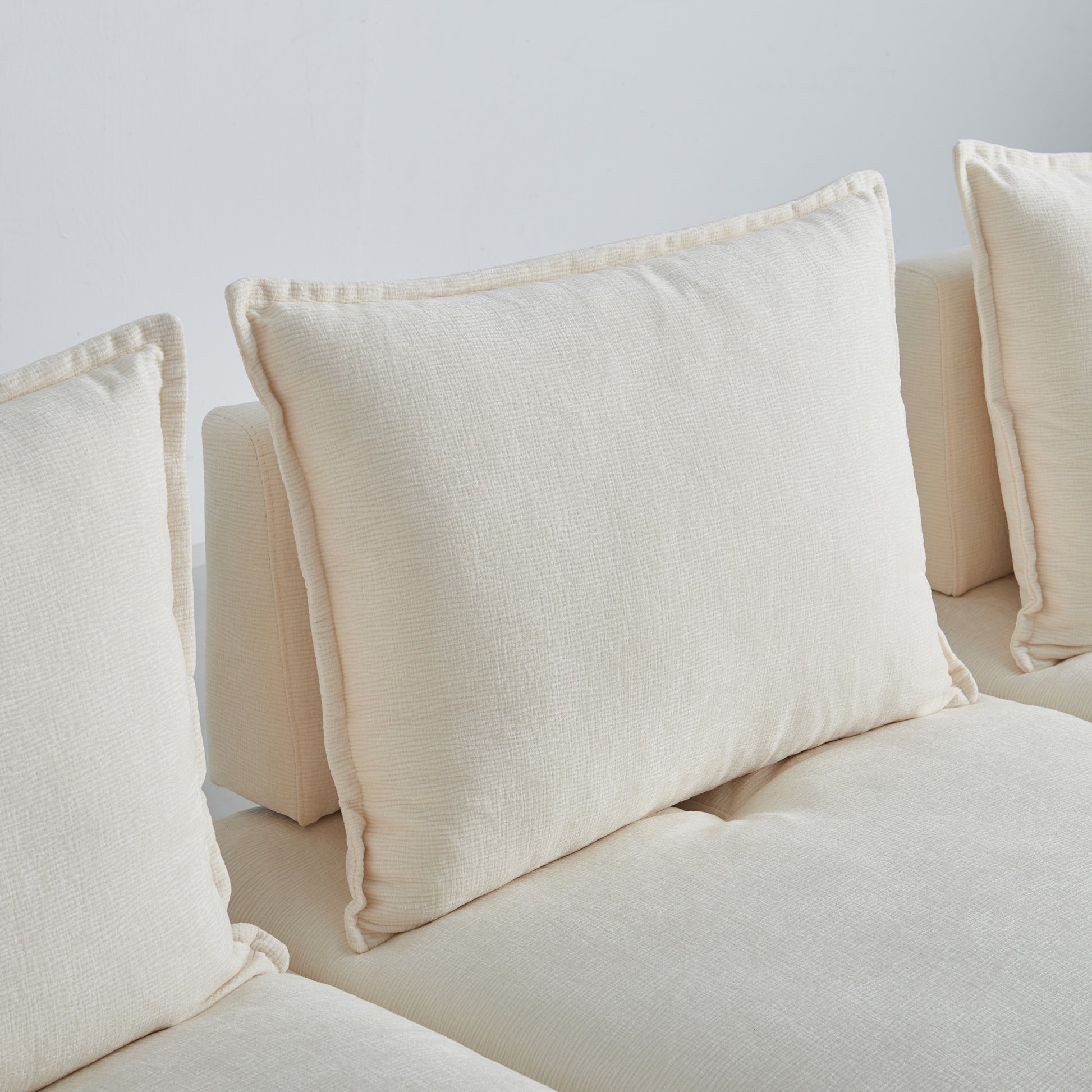 Mid Century Modern 3 Seater Sofa Couch For Living Room Modular Sectional Armless Sofa, Ultra Soft Chenille Fabric, Sturdy Frame, Comfortable And Stylish Furniture Beige Foam Chenille 2 Seat