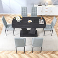 Dining Table Set For 6, 7 Piece Kitchen Table Chairs Set, 1.8