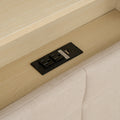 Queen Size Upholstered Floating Bed With Led And Storage Headboard, Beige Box Spring Not Required Queen Beige Wood Bed Frame Linen Upholstered
