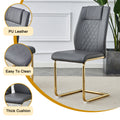 Table And Chair Set.Modern Rectangular Dining Table With Transparent Tempered Glass Tabletop And Gold Plated Metal Legs.Paried With 8 Comfortable Chairs With Pu Seats And Golden Metal Legs. Grey Gold,Transparent Seats 8 Glass Metal