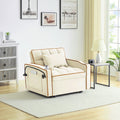 1 Versatile Foldable Sofa Bed In 3 Lengths, Modern Sofa Sofa Sofa Velvet Pull Out Bed, Adjustable Back And With Usb Port And Ashtray And Swivel Phone Stand Creamy White Creamy White Light Brown Velvet Wood Primary Living Space Cushion Back Light Duty