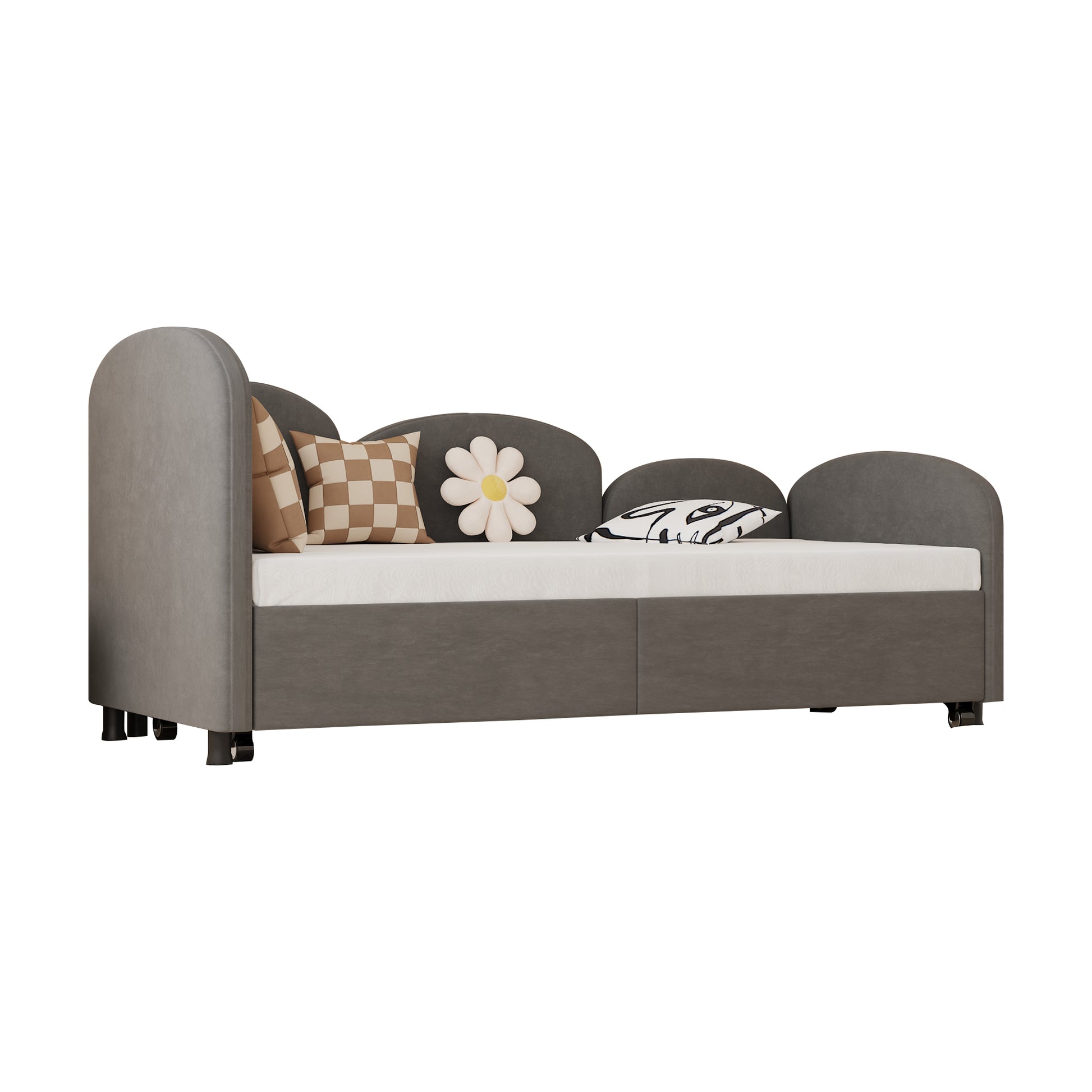 Twin Size Twin Size Bed Frames With An Another Bed Frame, Velvet Upholstered Daybed, Modern Sofa Bed Daybed Frame For Bedroom Living Room, Suitable For Living Room, Kids Room, Bedroom Ddry Gray Dark