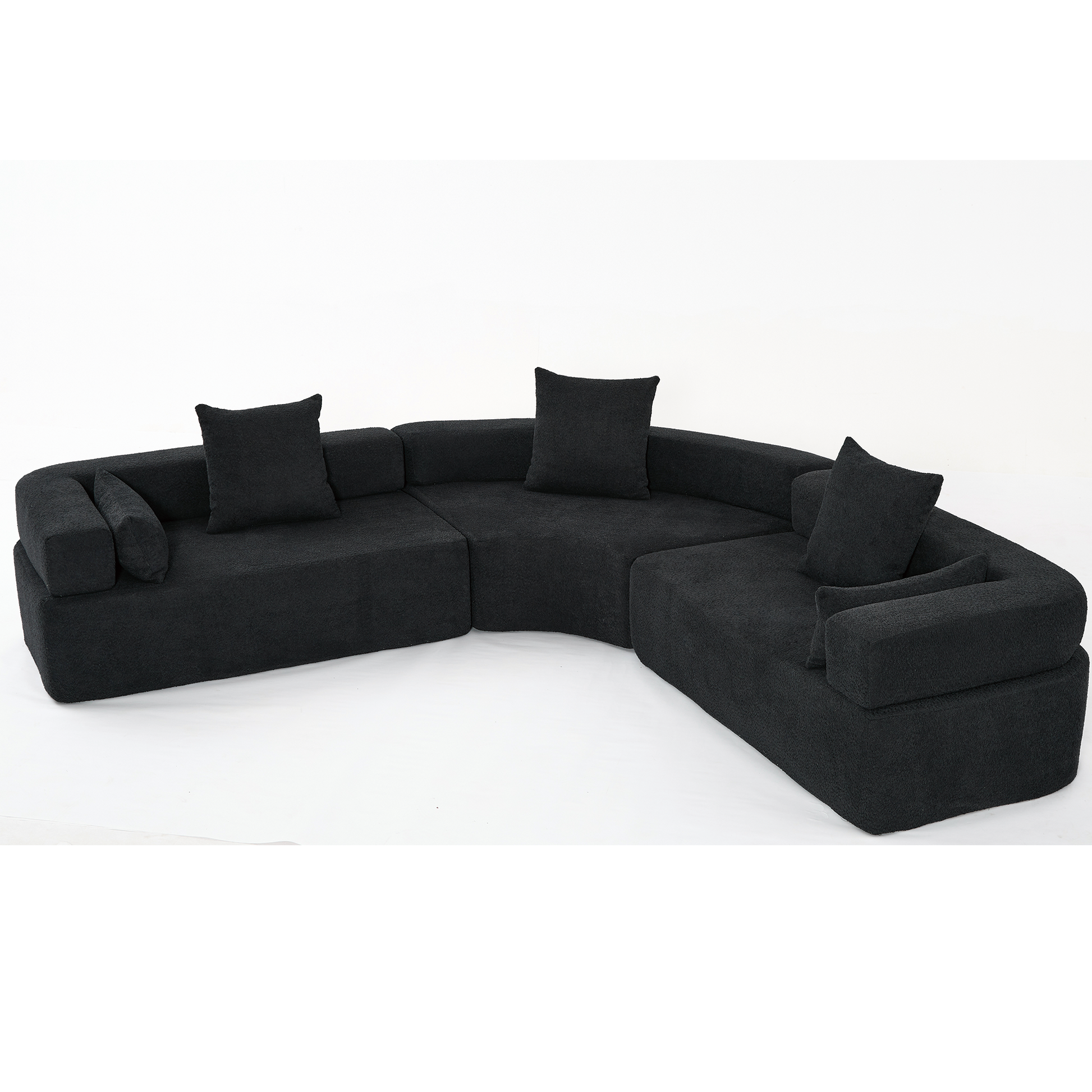 Arrived Oversized Combination Sofa,Curved Sofa,Upholstered 4 Seater Couch For Living Room, Modern Modular 3 Piece Free Combination, Semicircular Modular Sofaboucle, Black Black Polyester Primary Living Space Soft Tight Back Modern Square Arms Foam