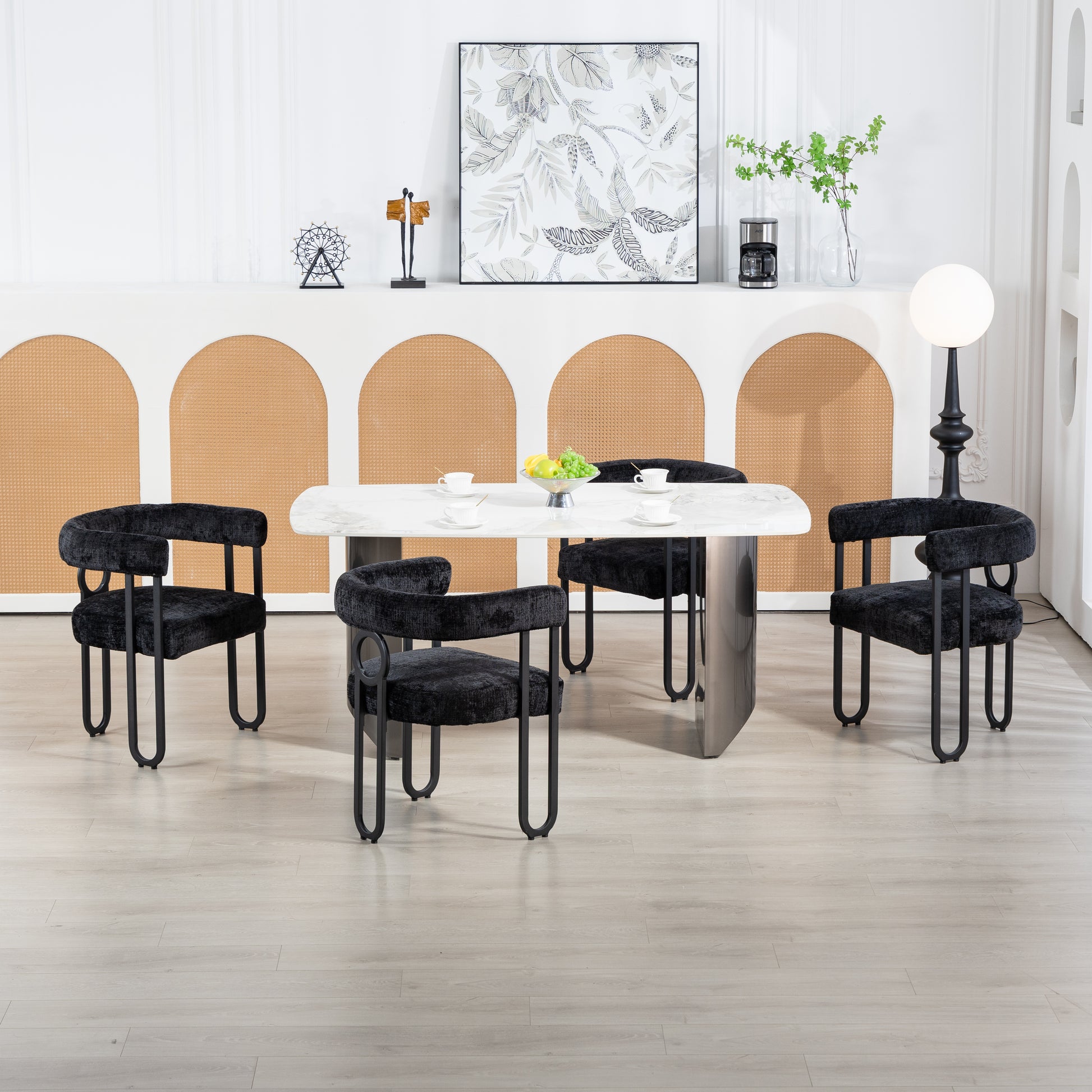 Coolmore Contemporary Designed Velvet Fabric Upholstered Accent Dining Chair Barrel Side Chairs Kitchen Armchair For Living Room Set Of 2 Black Chenille Black Dining Room Foam Chenille