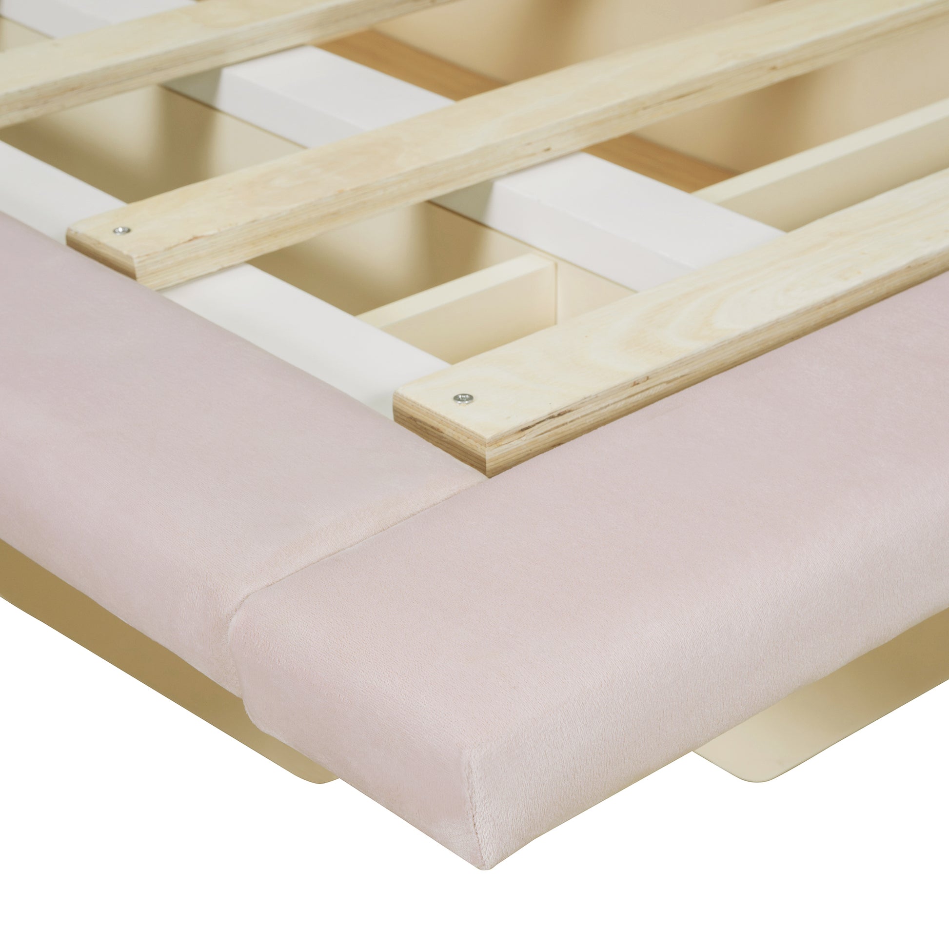 Queen Size Upholstered Floating Bed With Led Light And Usb Port, Velvet, Pink, Hydrualic Platform Bed Queen Pink Velvet