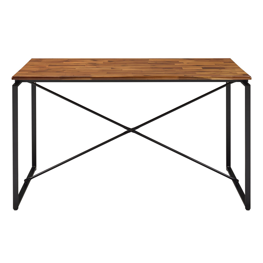 Oak And Black Dining Table With Metal Sled Base Oak Seats 4 Dining Room Industrial Rectangular Wood Metal Sled