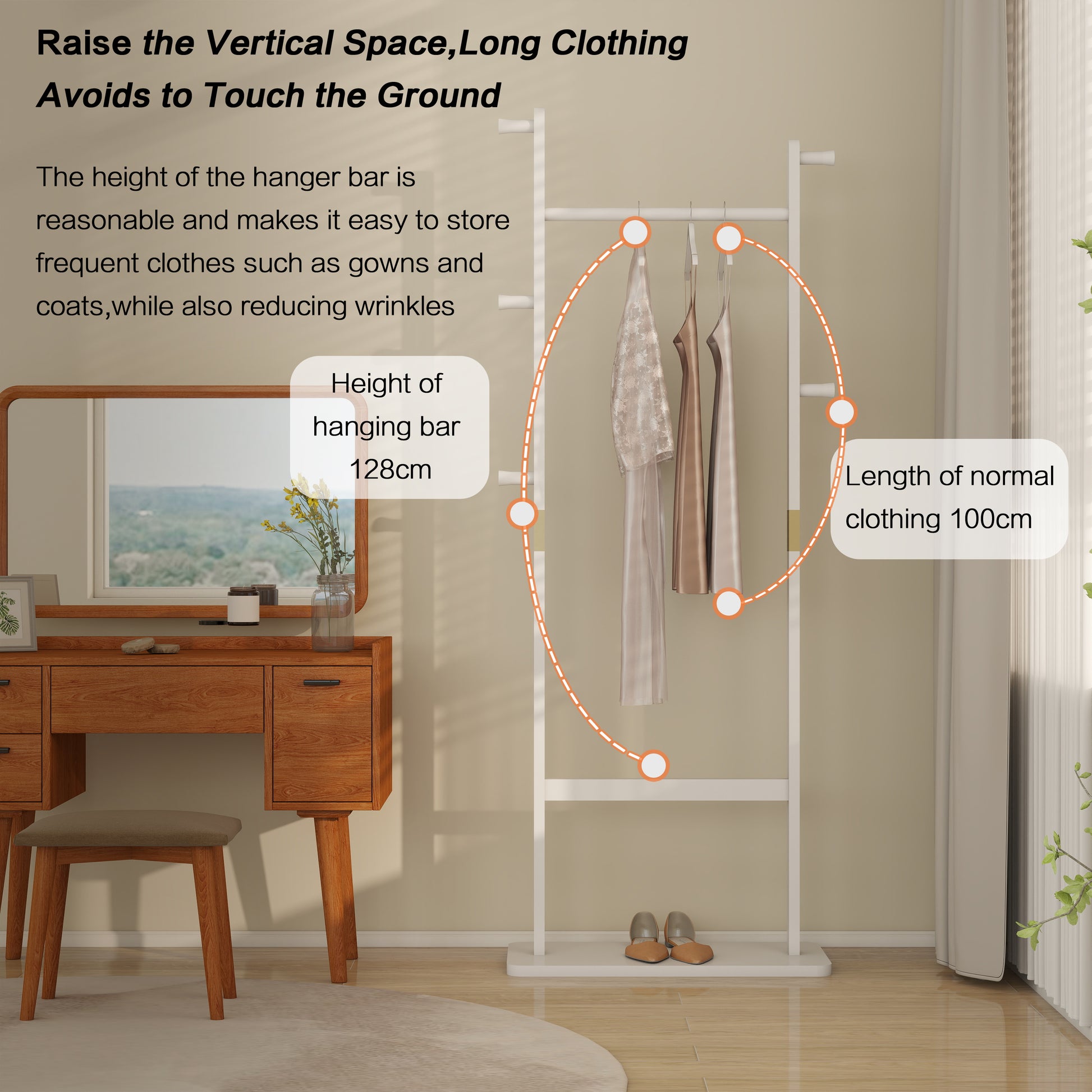 Coat Racks Solid Wood Hanger 23.6* 11*64.1In Solid Environmental Protection Easy To Assemble Beautiful Can Be Placed In The Bedroom Entrance Living Room White White White American Design,Art