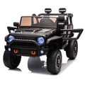24V Two Seater Kids Ride On Truck Car W Parents Control,200W*2,Seat Width 20.28In,Four Wheel Suspension,Led Lights,Music,Mp3,Bluetooth,Two Independent Seat Belts,Suitable For Off Road For Kids Aged 3 Black 100 149 Lbs Polypropylene