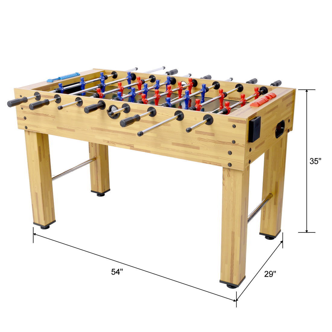 54 Inch Hurricane Foosball Table For Family Game Rooms With Light Cherry Finish, Analog Scoring And Free Accessories Brown Mdf Steel