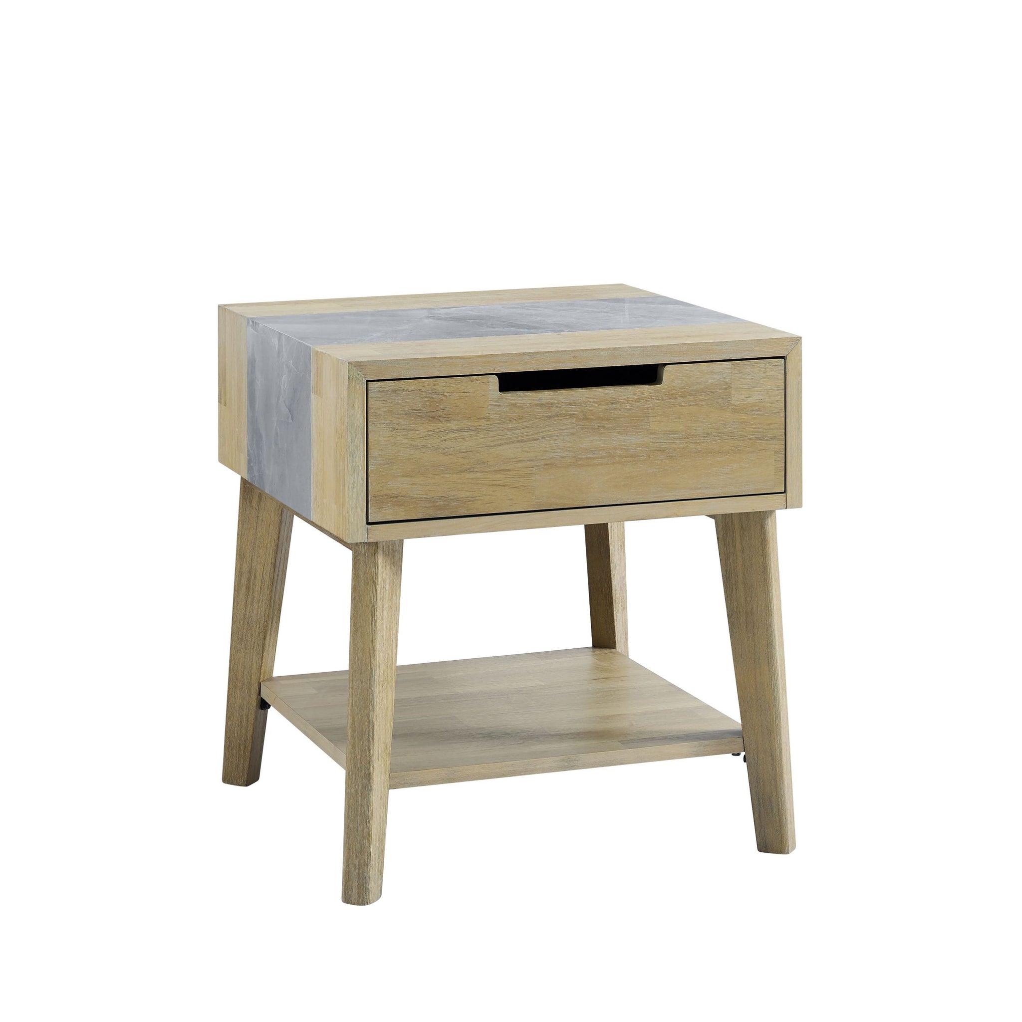 Calgary Sintered Stone Inlay Side Table Brown Brown Wood