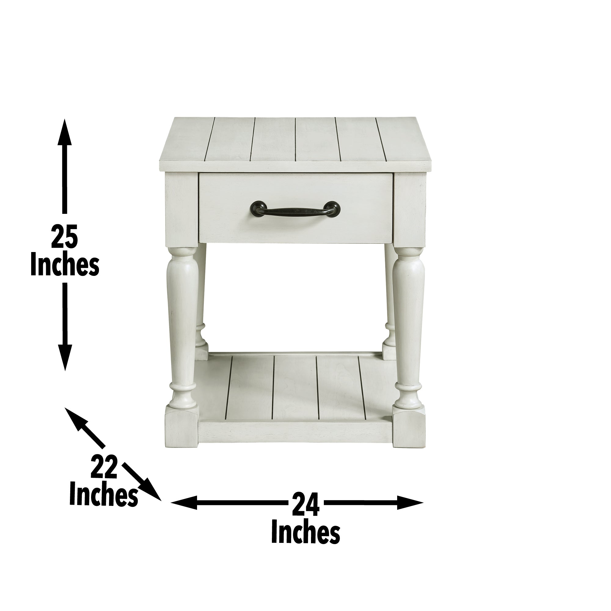 Hemingway End Table White White Wood