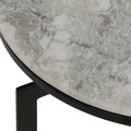 Round Accent Side Table Natural Black Marble Metal