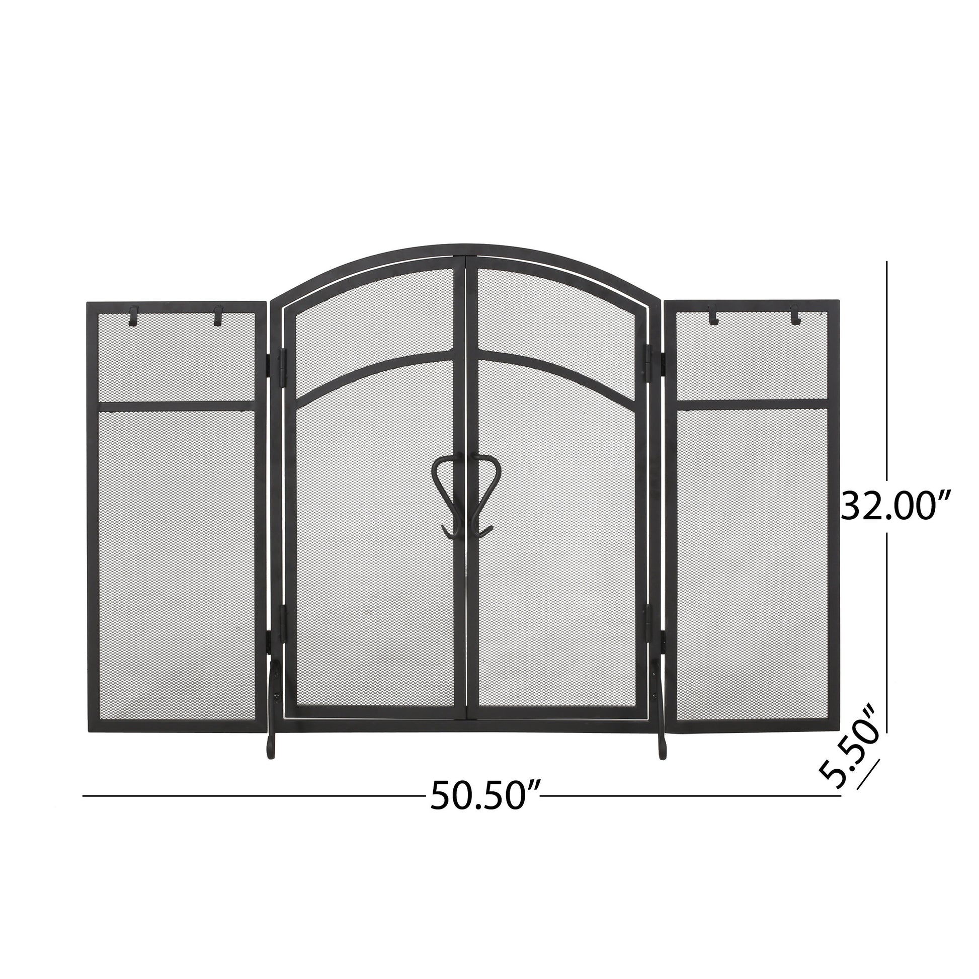 Folding Screen With Doors And 4 Pcs Tool Sets Matte Black Iron