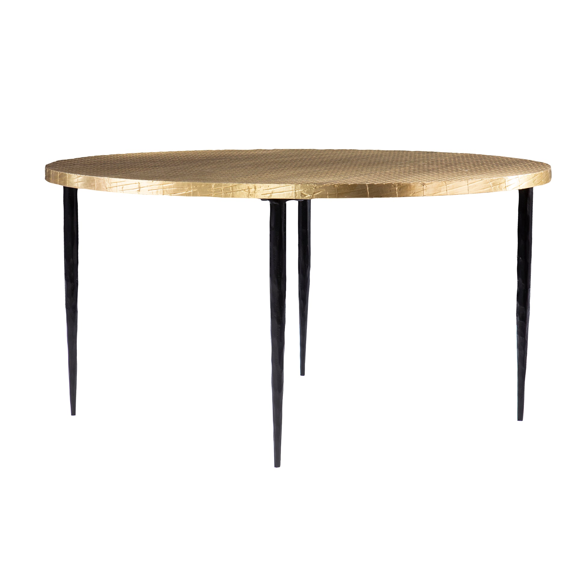Judmont Round Cocktail Table W Embossed Top Black Iron