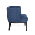 Accent Chair Navy Blue Wood Fabric