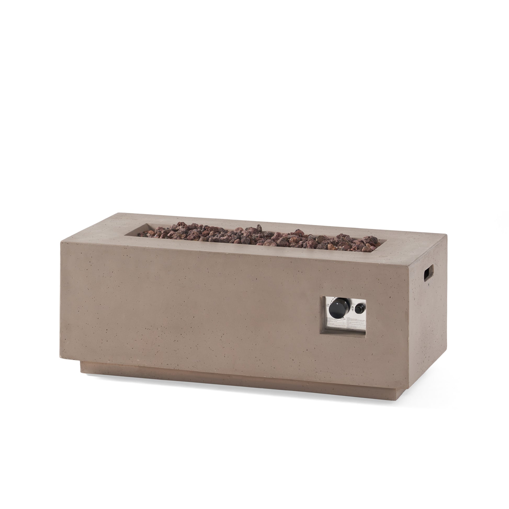 40" Outdoor 40,000 Btu Rectangular Mgo Concrete Propane Fire Pit, Dark Grey Tank Cover Not Included Light Grey Magnesium Oxide
